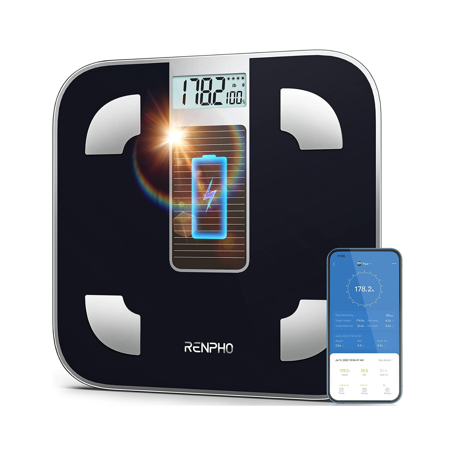 RENPHO Body Fat Scale and RENPHO Smart Tape Measure Body via Bluetooth  Smartphone App