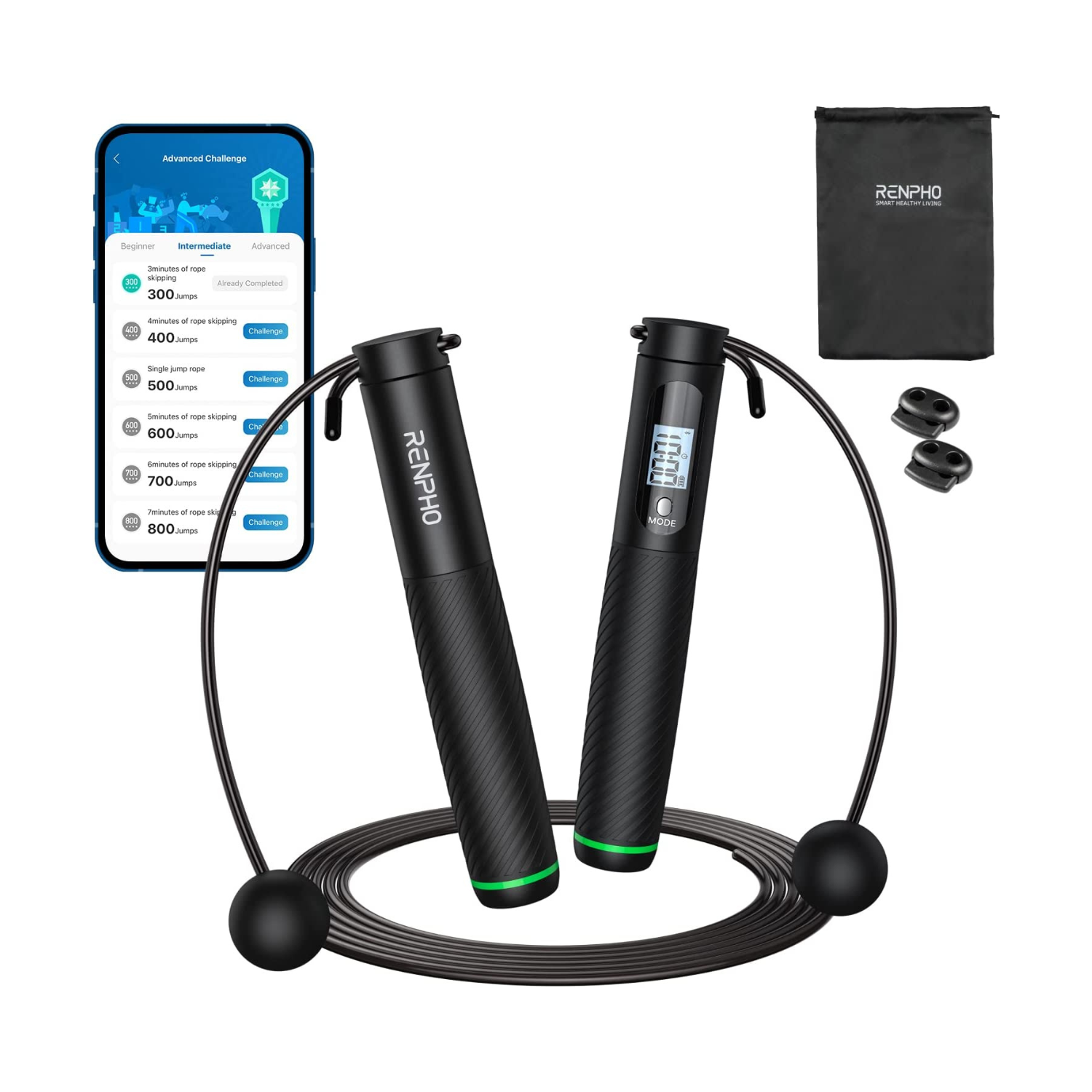 RENPHO Cordless Jump Rope - Tracking Your Fitness With App - Built