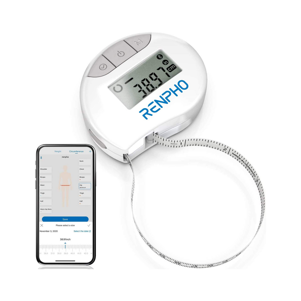 Tape Measure for Body, RENPHO Smart Bluetooth  